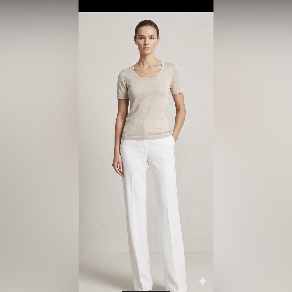 Hesperios‎ Ines tan Alpaca silk blend knit t-shirt Women's size XS